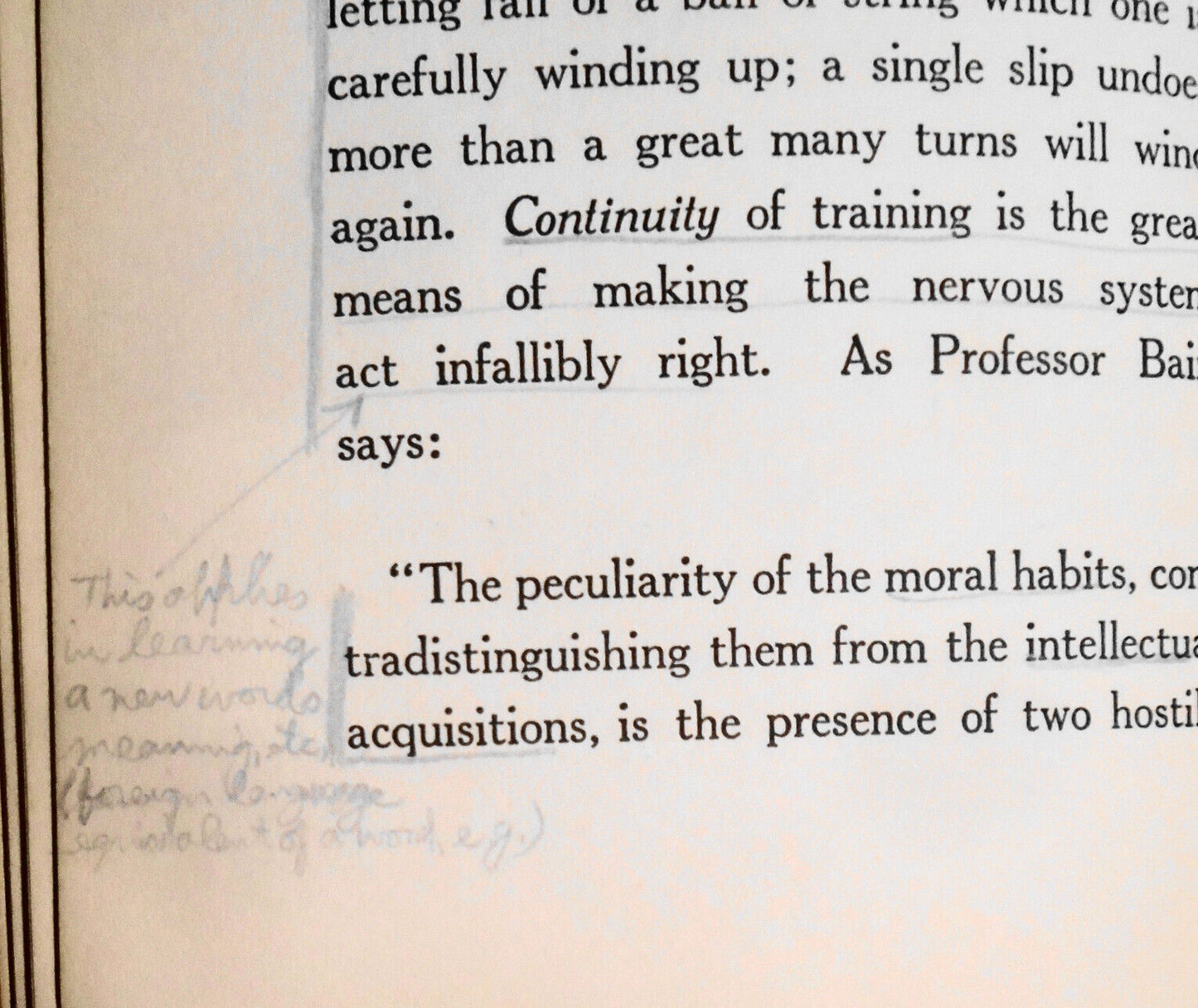 William James: Habit SIGNED by Robert S Mulliken Nobel Prize winner in Chemistry