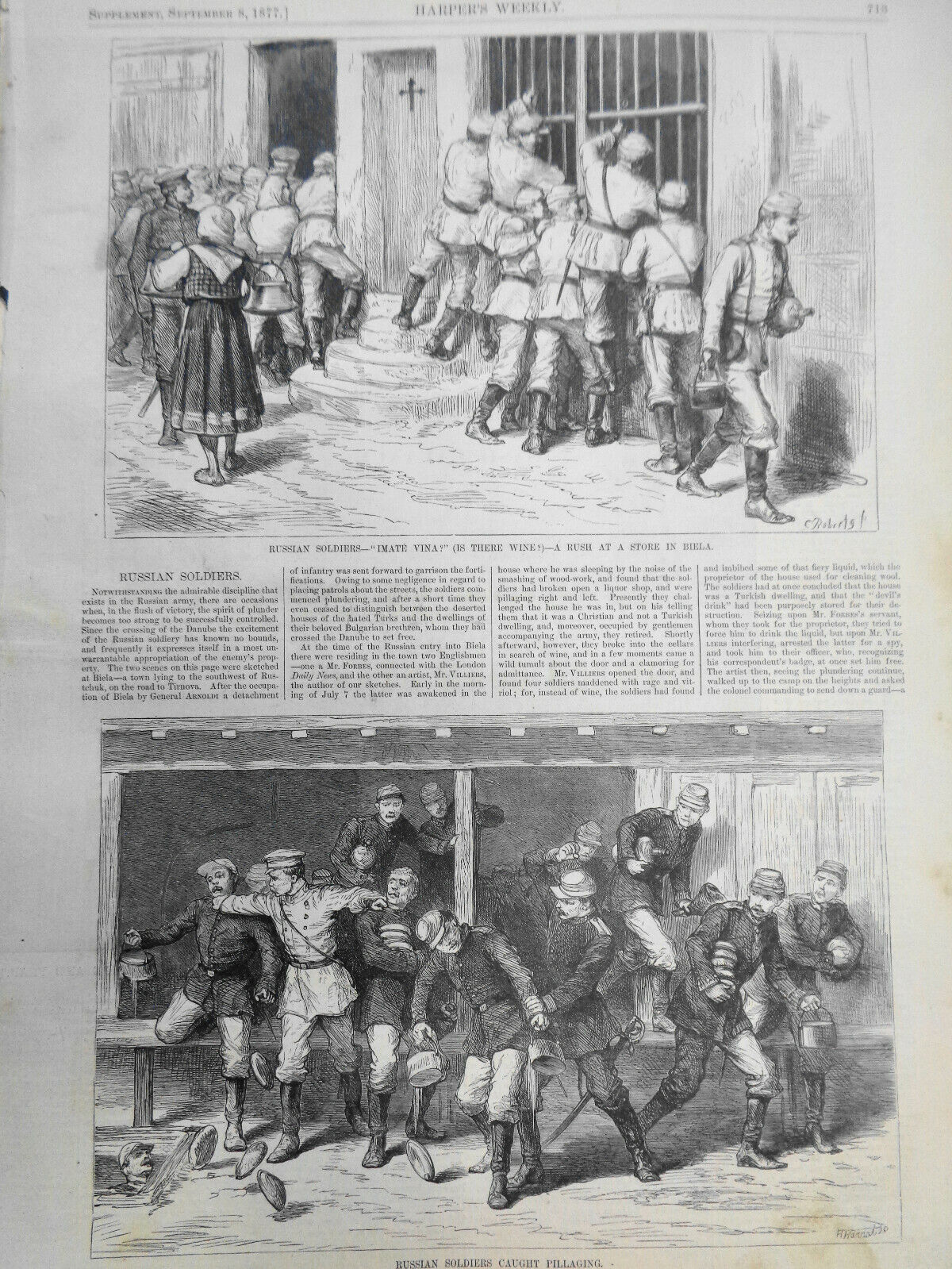 HARPER'S WEEKLY - SEPT 8, 1877 - ORIG COMPLETE ISSUE - ON COVER: "THE GOSSIPS"