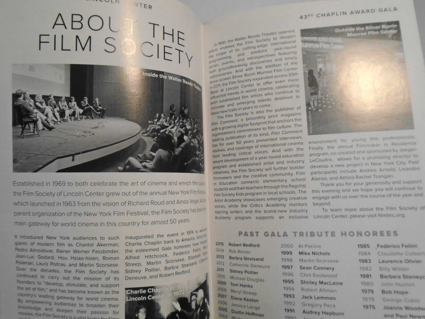 Honoring Morgan Freeman Playbill - 43rd Chaplin Award Gala - Lincoln Center 2016