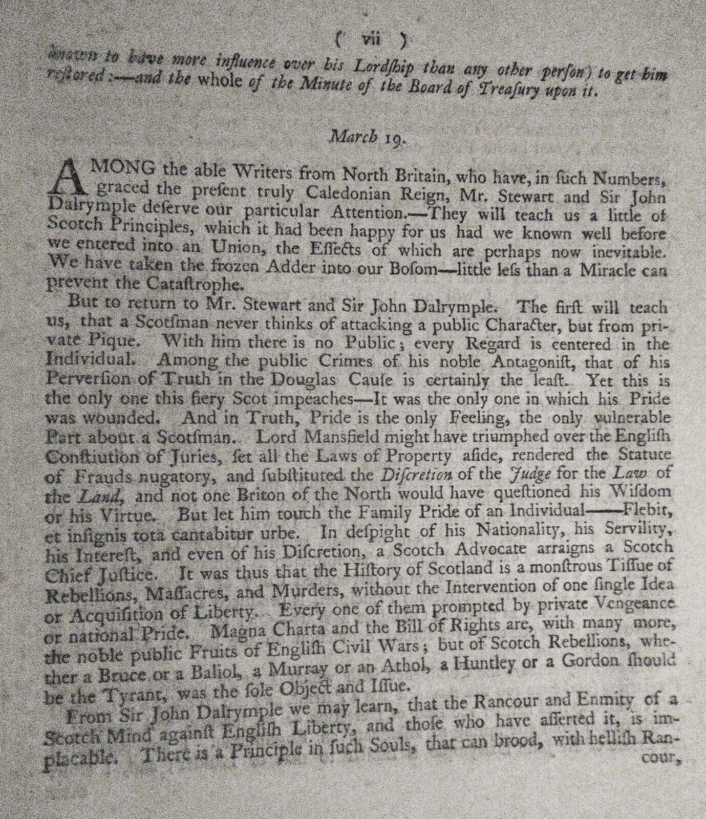 1773 Observations on ... "Memoirs of Great-Britain, by Sir John Dalrymple".