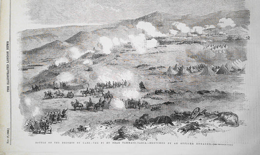 Battle On The Heights Of Kars. The Fight Near Tamasb-Tabia  - 1855 original