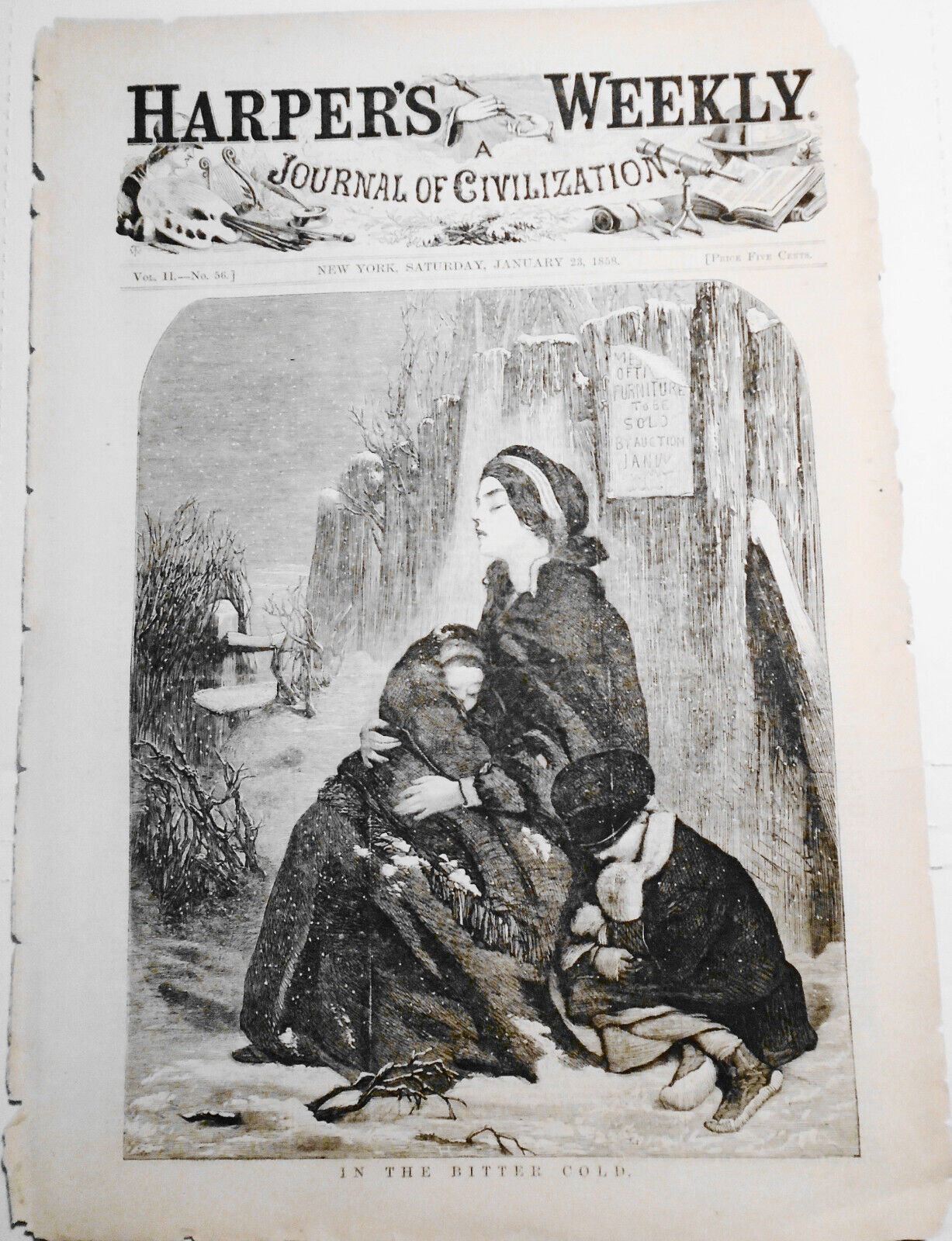 In The Bitter Cold - Harper's Weekly, January 23, 1858.