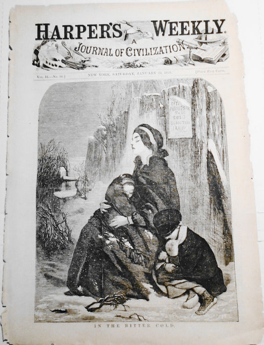 In The Bitter Cold - Harper's Weekly, January 23, 1858.