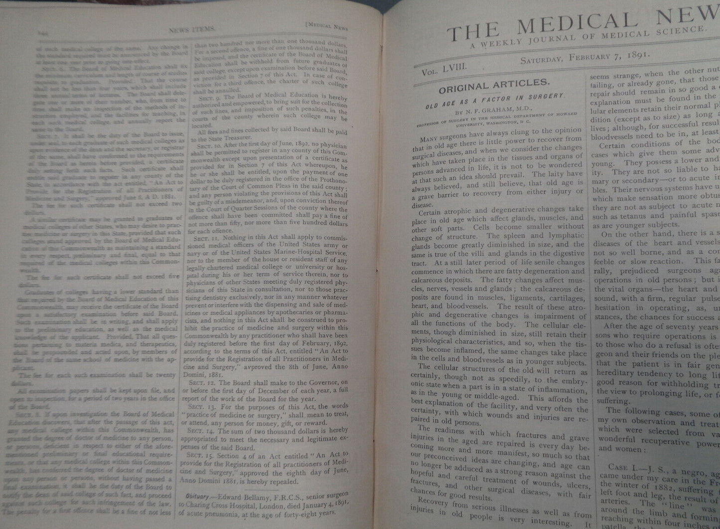 THE MEDICAL NEWS : VOL. 58, JAN.-JUNE, 1891 A WEEKLY MEDICAL JOURNAL