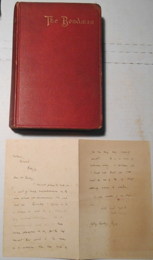 Hall Caine - The Bondman - 1890 - with author SIGNED letter
