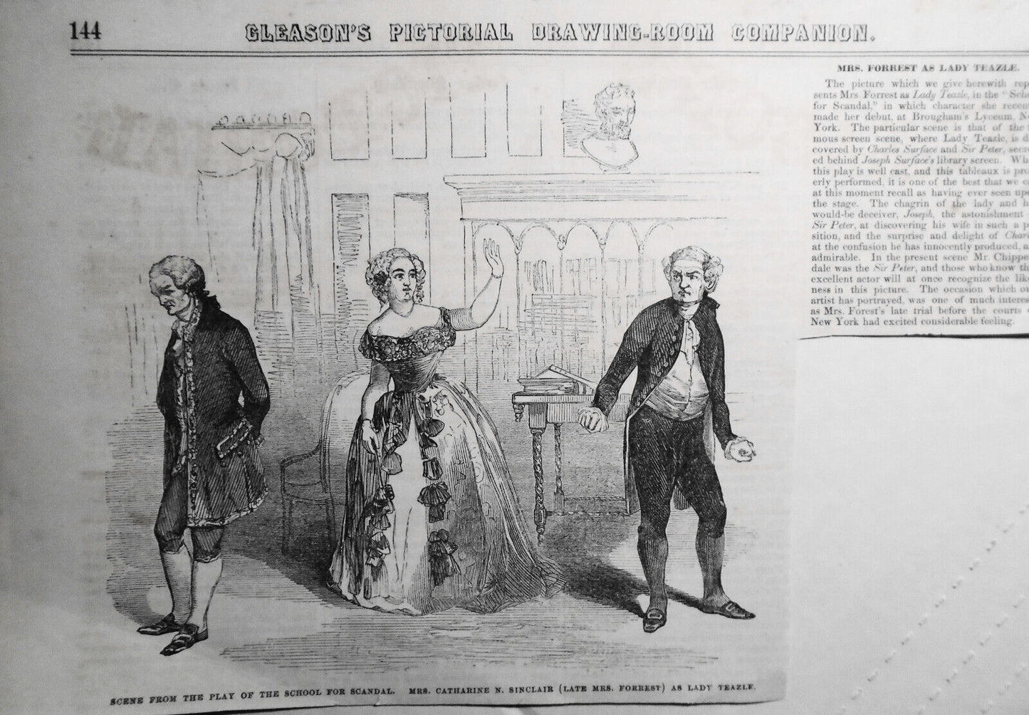 Mrs. Forrest As Lady Teazle in The School For Scandal. Gleason's Pictorial, 1852