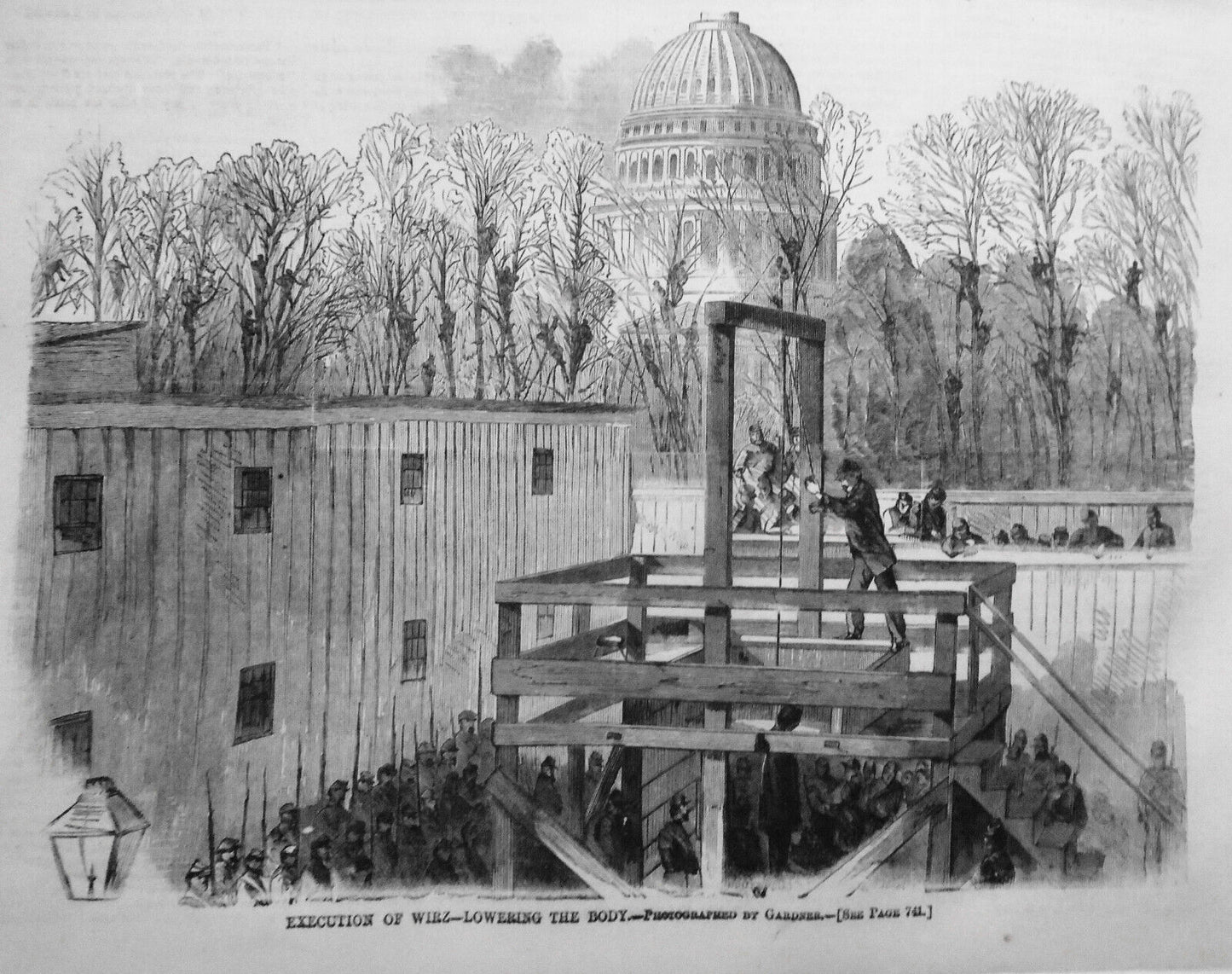 Execution of Captain Wirz. Original, Story & 4 Prints - Harper's Weekly, 1865