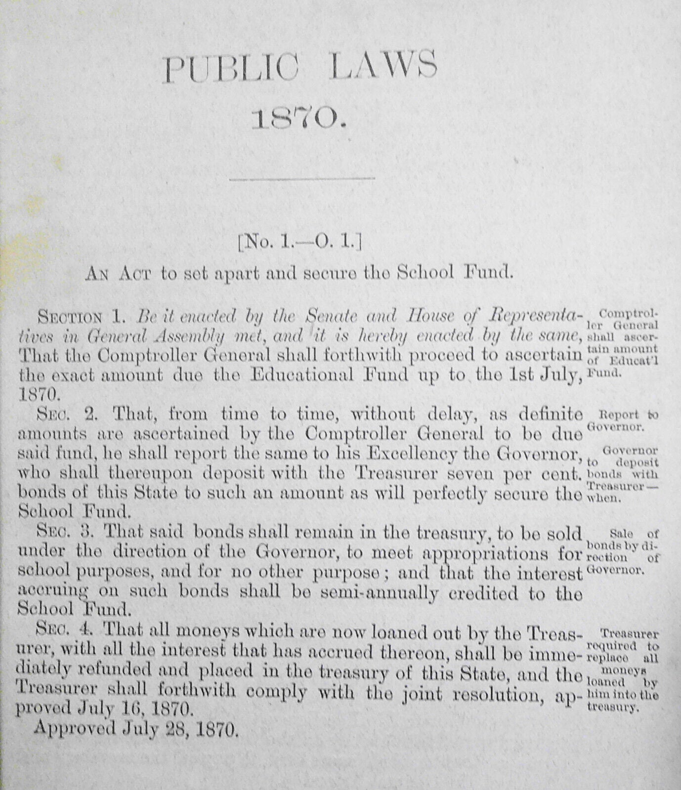 1870 Public laws passed by the General Assembly of the State of Georgia. 1st ed.