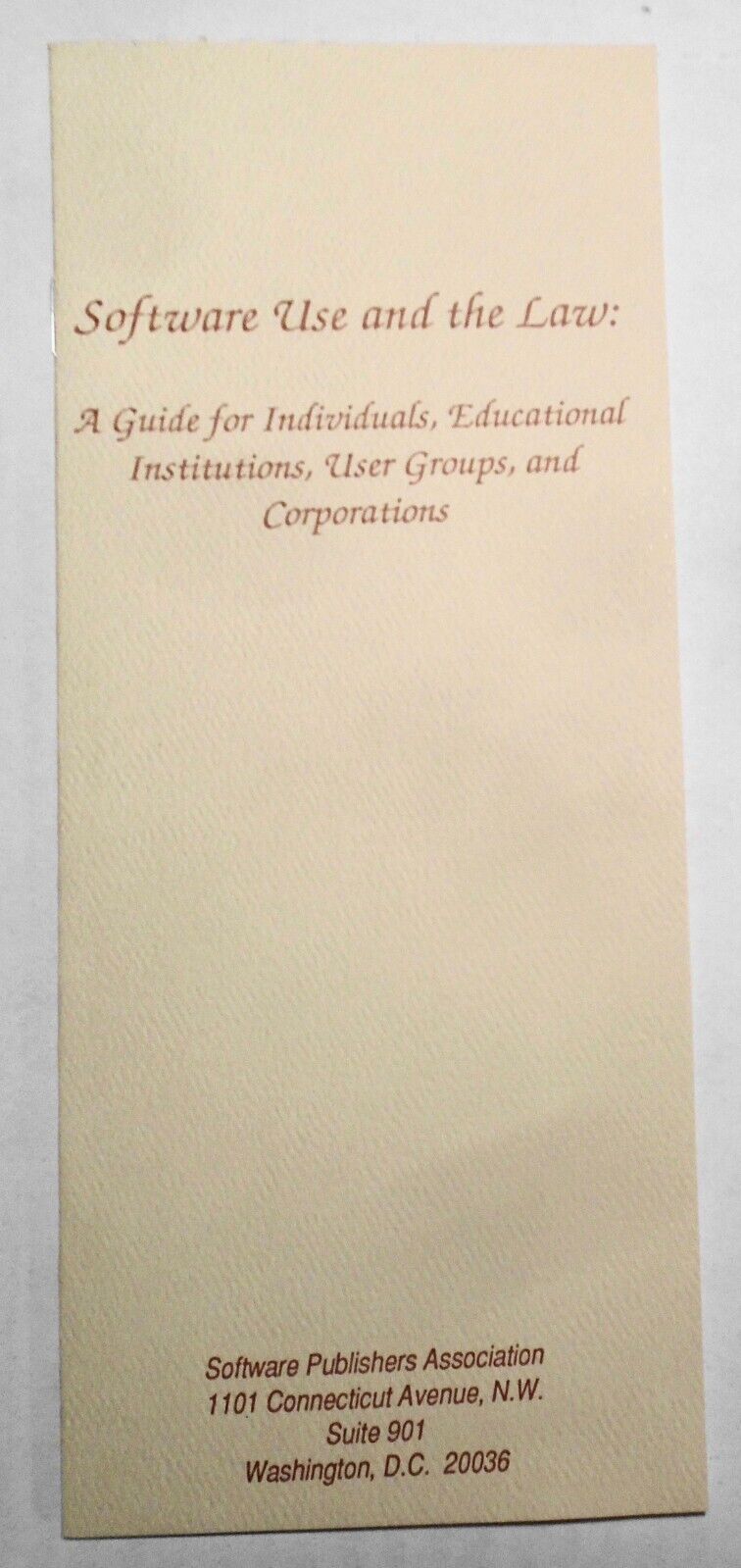 Software Publishers Association Membership Application and Literature - 1989