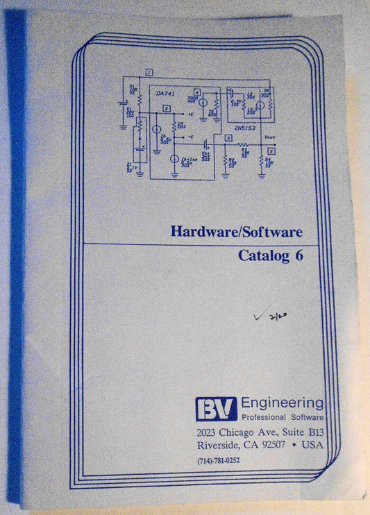 BV Engineering Hardware / Software Catalog 6, 1987.