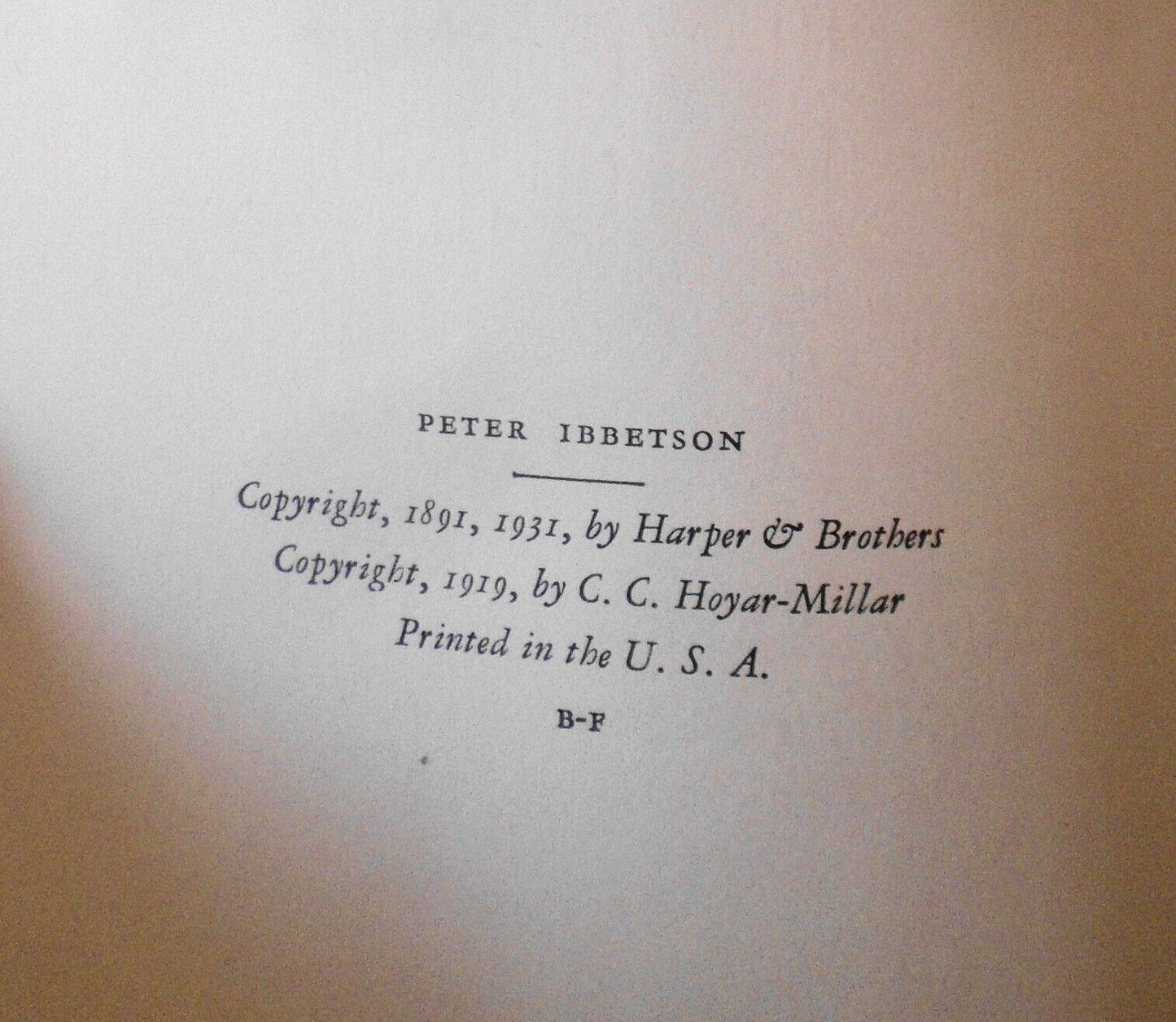 Peter Ibbetson, by George du Maurier. 1931 Hardcover.