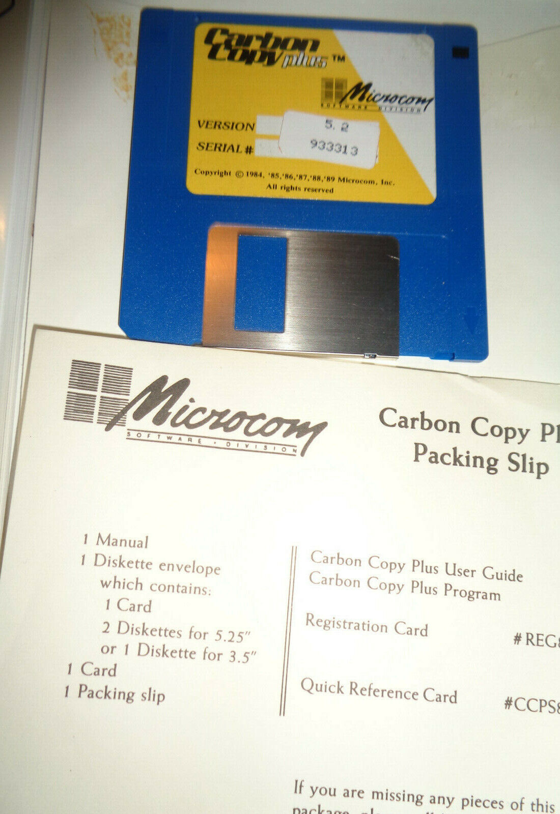 Carbon Copy Plus : 2 copies + Carbon Copy Autopilot (new) - 1989 5 1/4" for IBM
