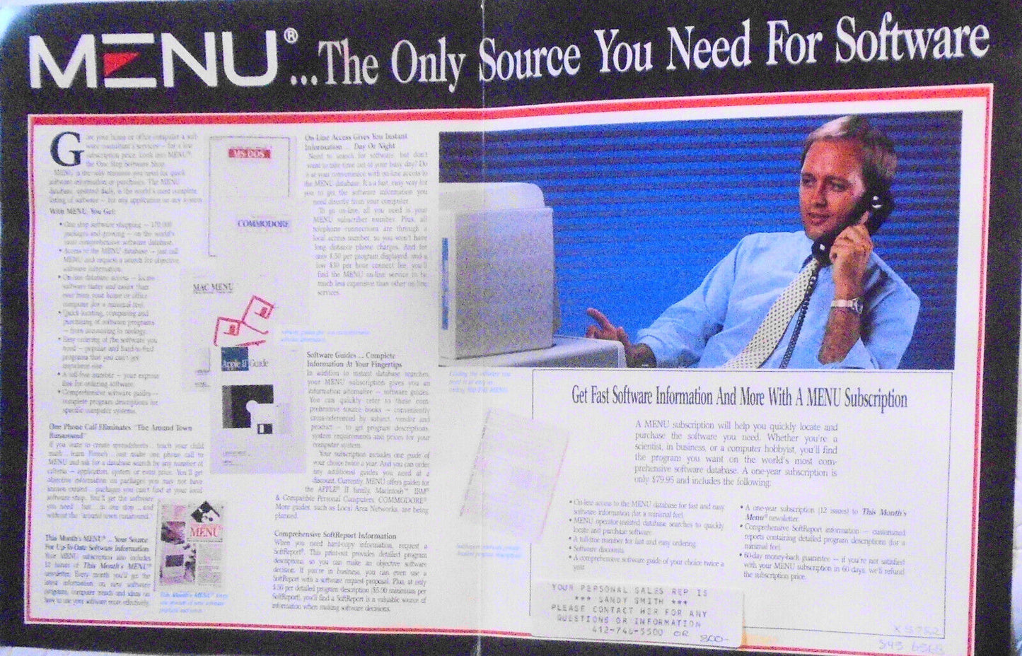 MENU - The One Stop Software Shop - original promo brochure, 1988.