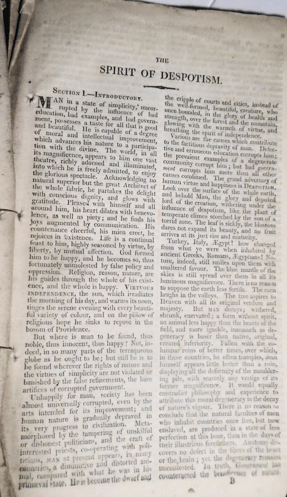 1821 The spirit of despotism. Dedicated to Lord Castlereagh. By Vicesimus Knox.