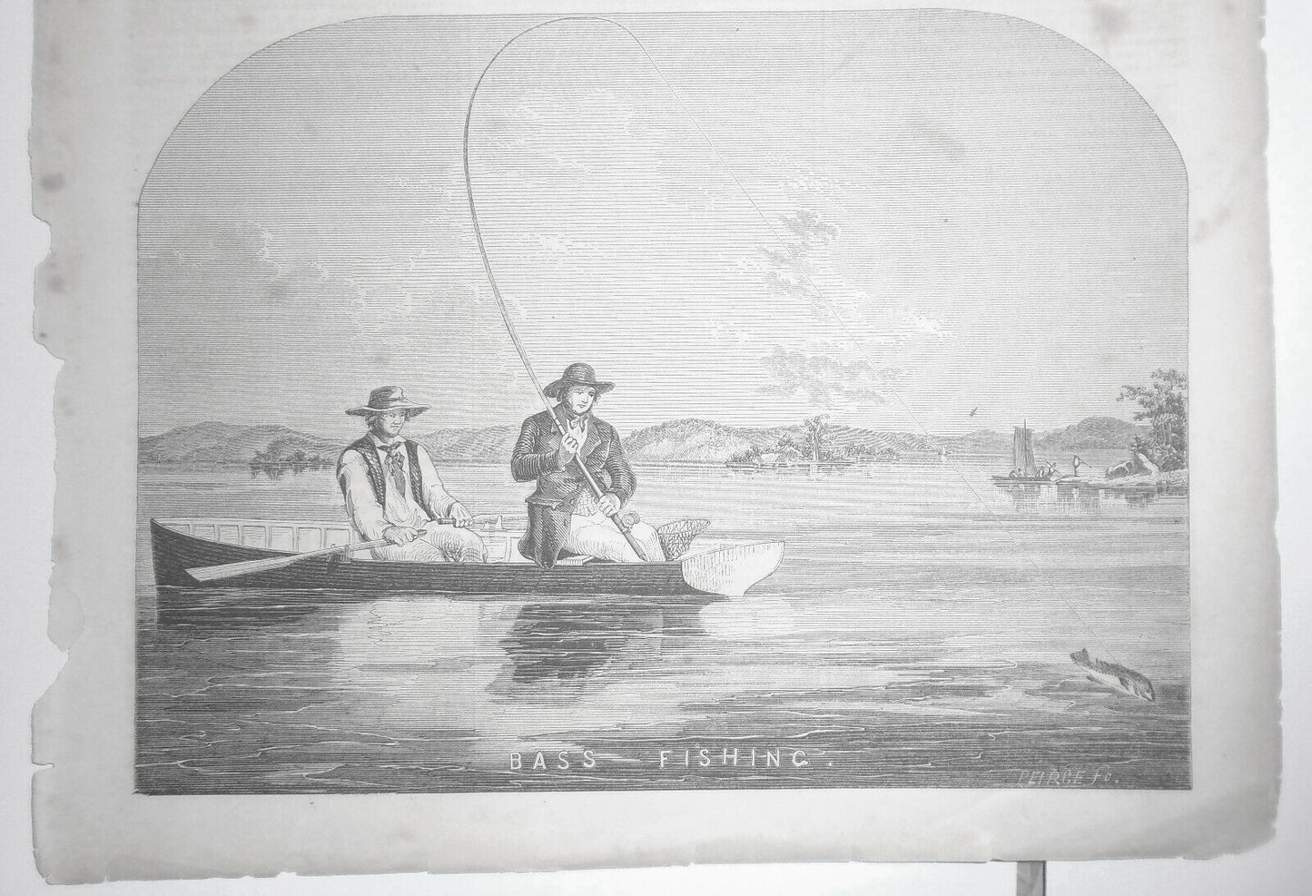 Bass Fishing - Gleason's Pictorial - June 1, 1854 - Original, Full Front Page