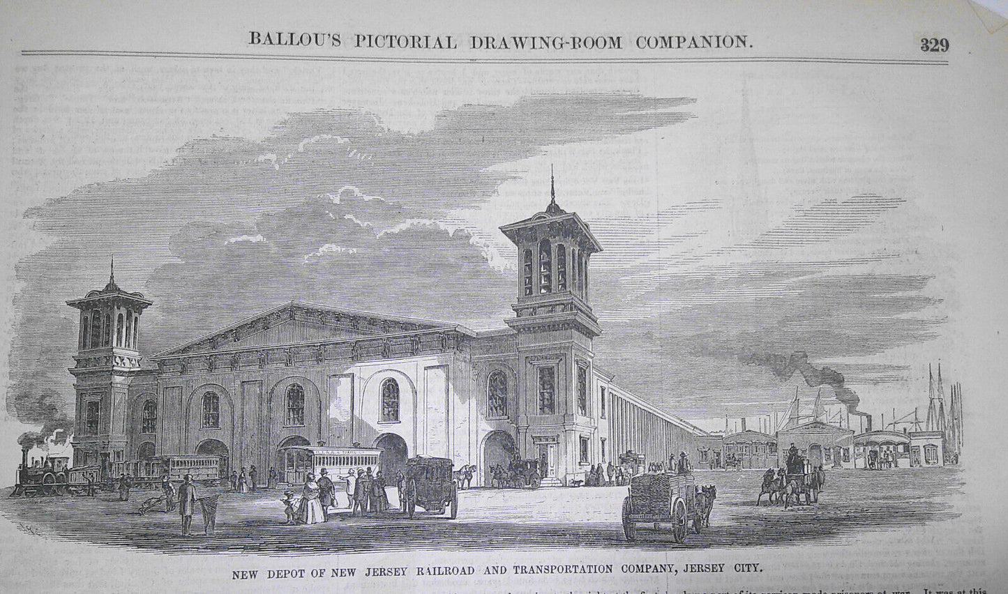 Jersey City, State of New Jersey - Story & 6 Prints - Ballou's Pictorial, 1857.