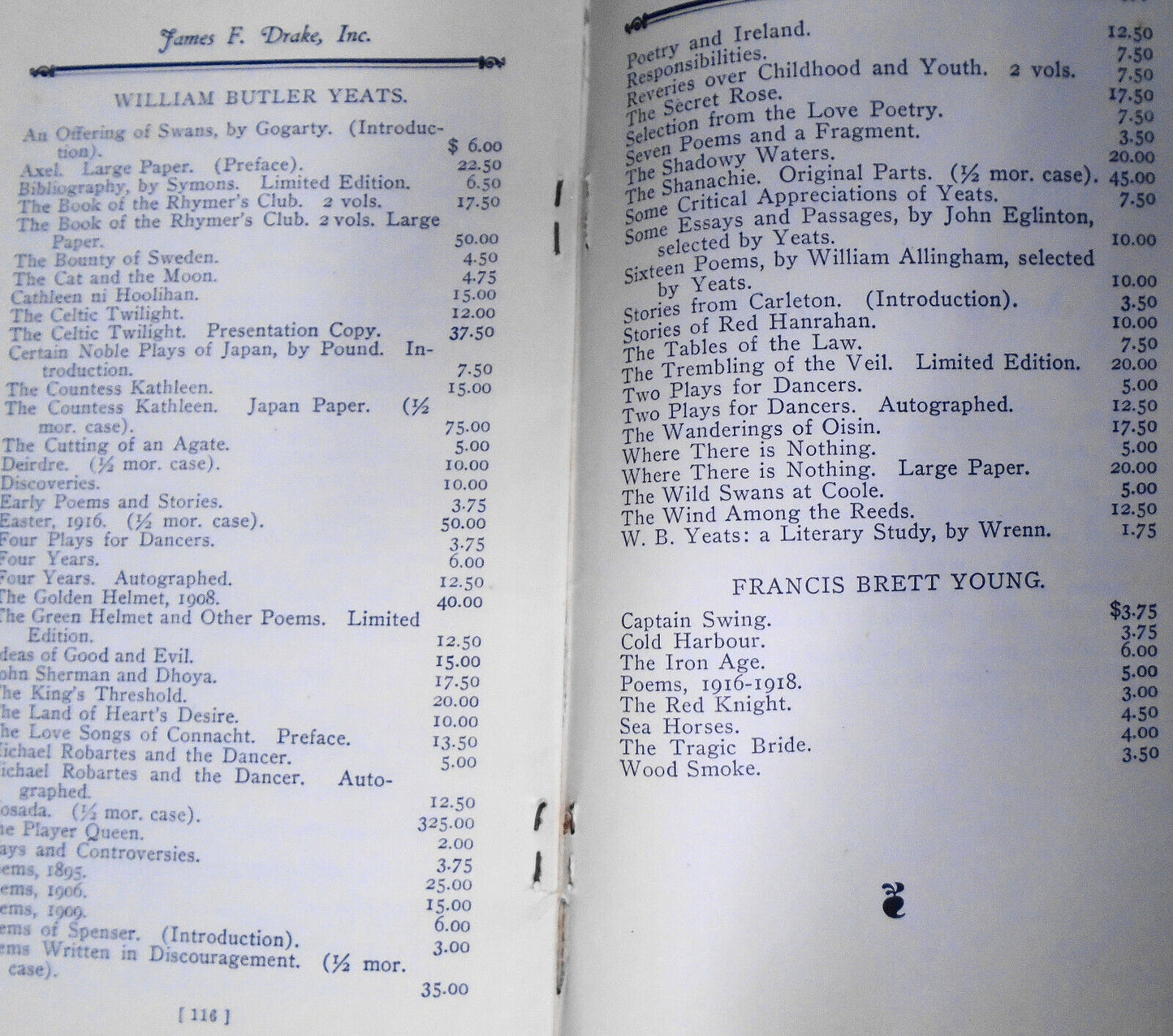 1926 James F. Drake : A Check-list Catalogue Of First Editions - No. 178