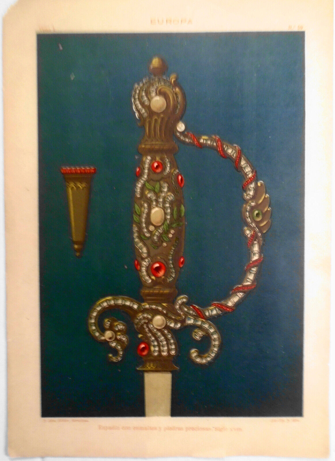 EUROPA - Espadin con esmaltes y piedras preciosas, Siglo XVIII  - ca  1890
