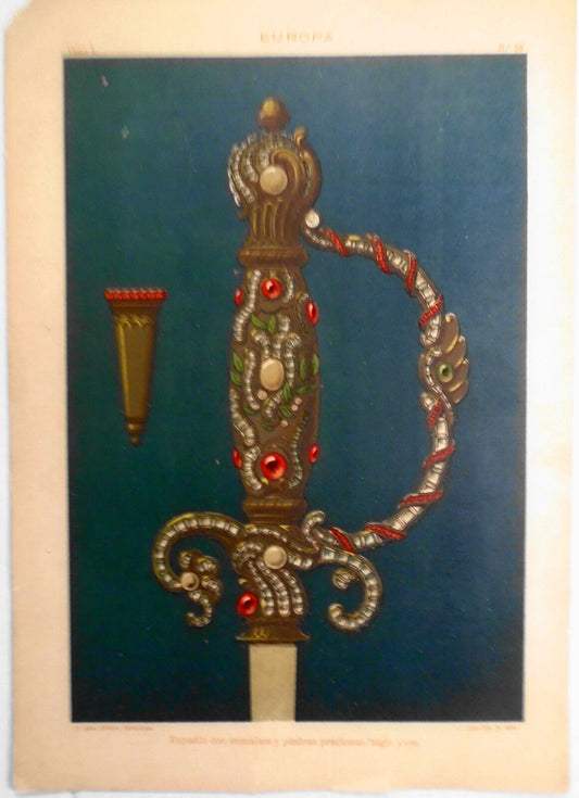 EUROPA - Espadin con esmaltes y piedras preciosas, Siglo XVIII  - ca  1890