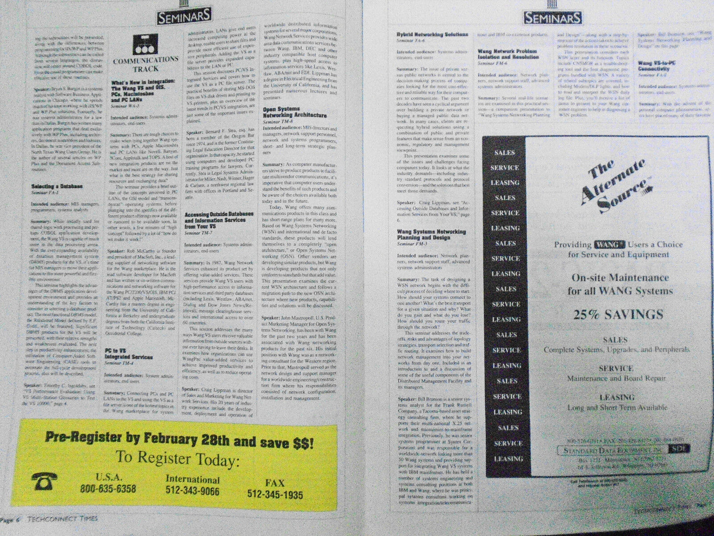 Techconnect Times - WANG Tradeshow and Conference - Program - March 14-16, 1990