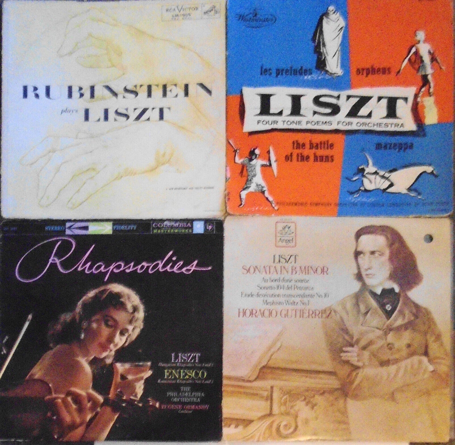 Franz Liszt - 4 LP lot - Rubinstein, Gutierrez Rhapsodies, Tone Poems, etc