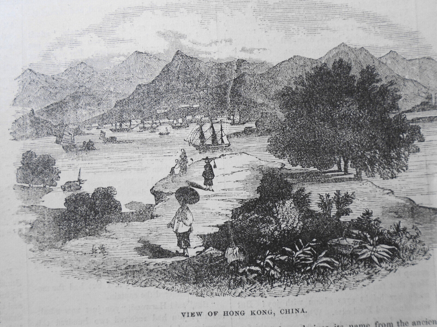 View Of Hong Kong, China - Gleason's Pictorial 1852 Story & Print