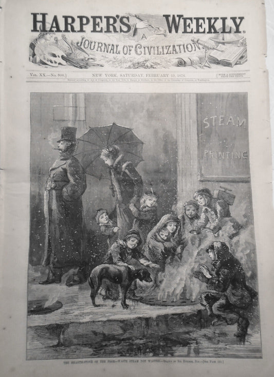 Harper's Weekly February 12, 1876. Japanese War Officers; Arctic vessel; Nast..