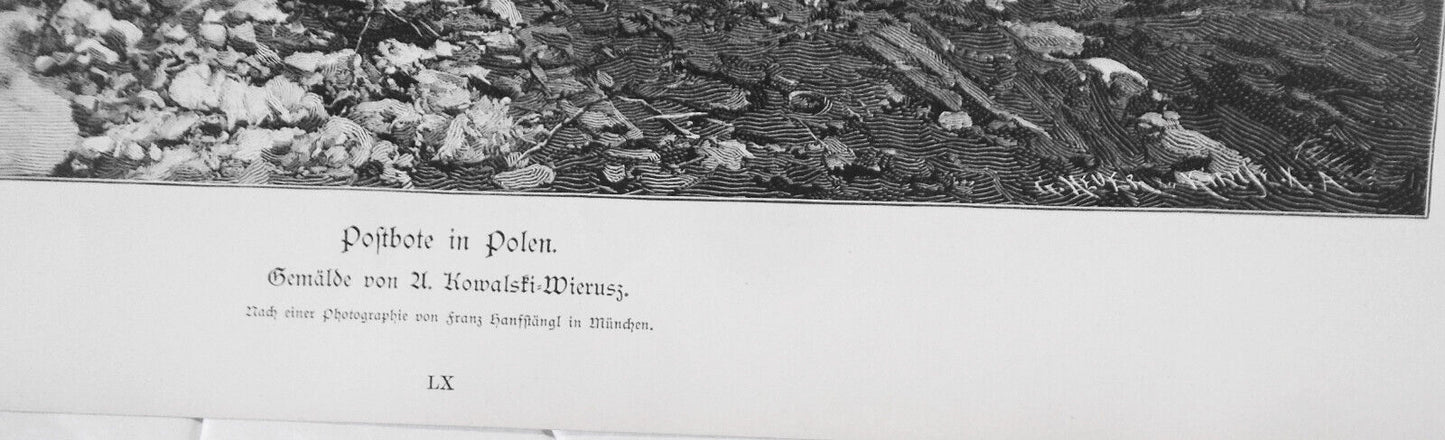 Postbote in Polen, by Alfred Kowalski-wierusz  - 1886 - Original antique print