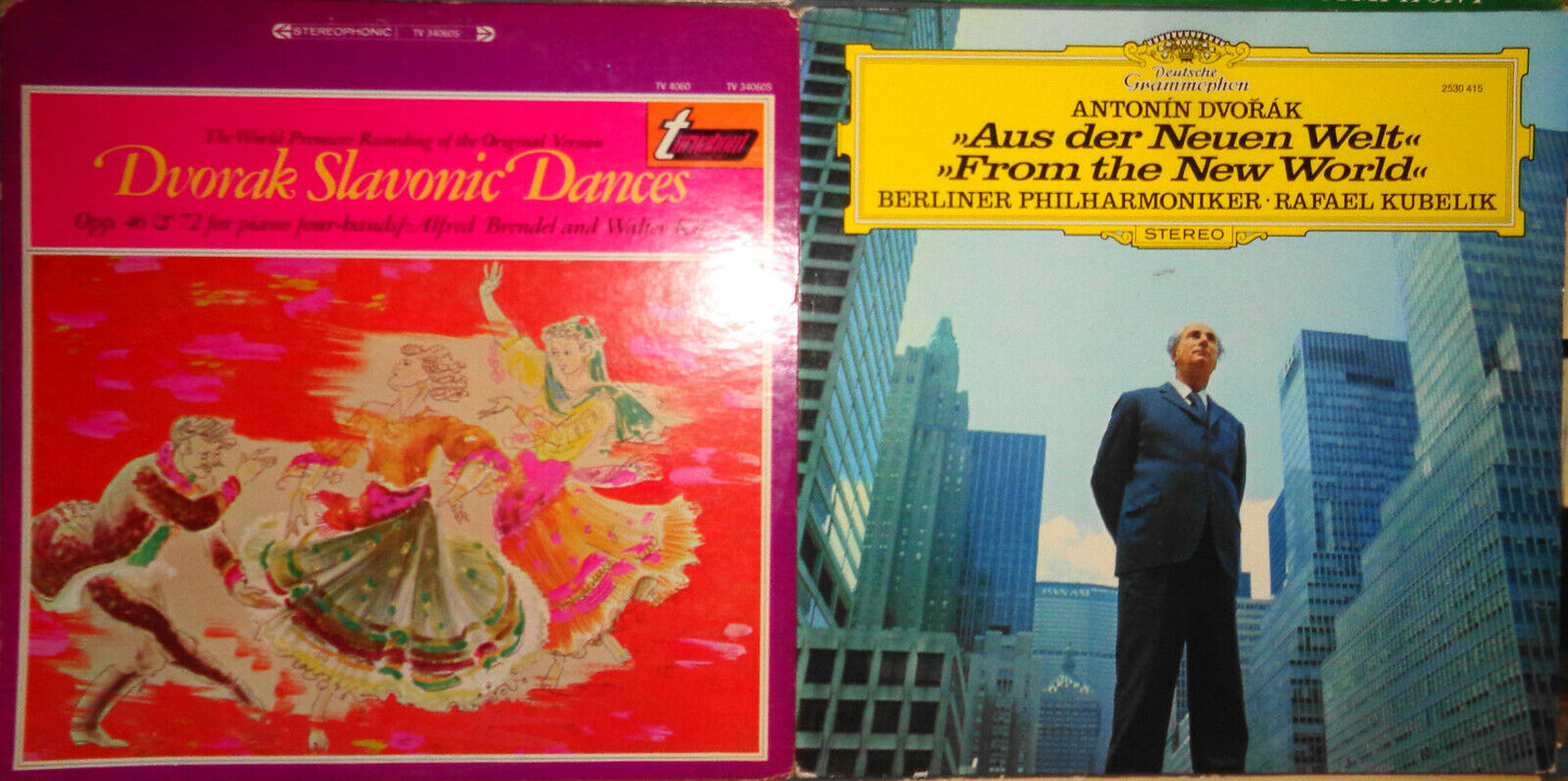 12 Dvorak LPs: Prague Neumann (2) Kubelik (2) Toscanini (2) Kertesz Rostropovich