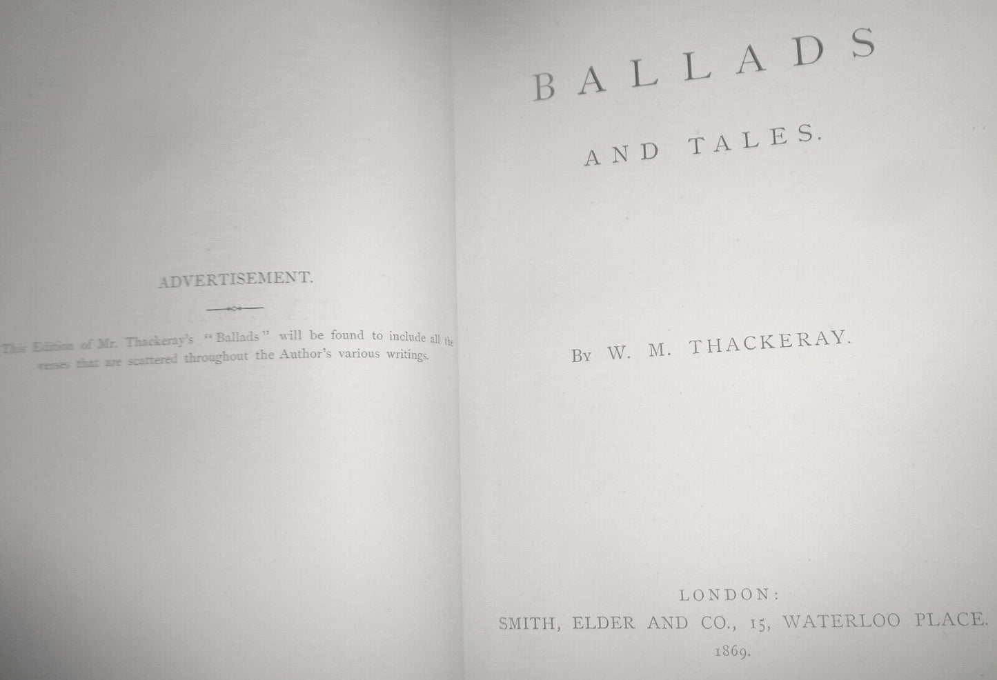 1869 - William Makepeace Thackeray - BALLADS AND TALES