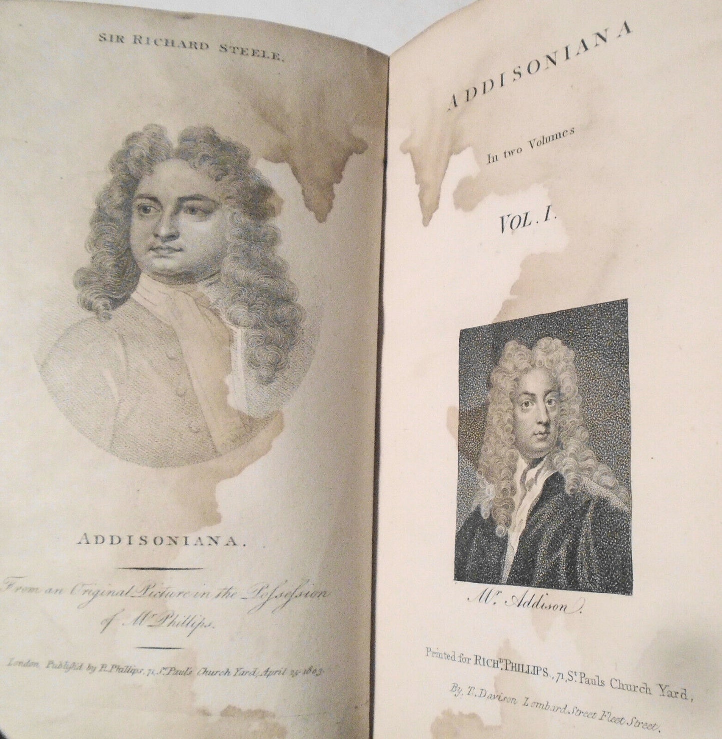 1803 Addisoniana - with sketch of life of Addison & 7 letters engraved - 2 vols.