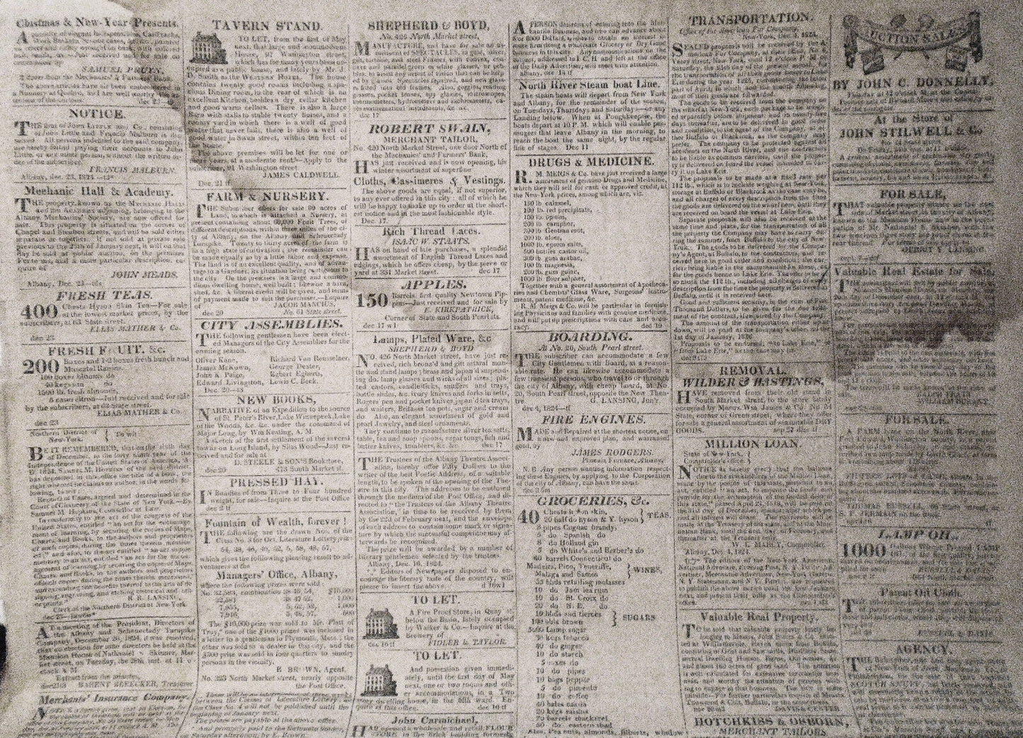 Albany Daily Advertiser, December 25, 1824 - Lafayette's family, "Female Othello