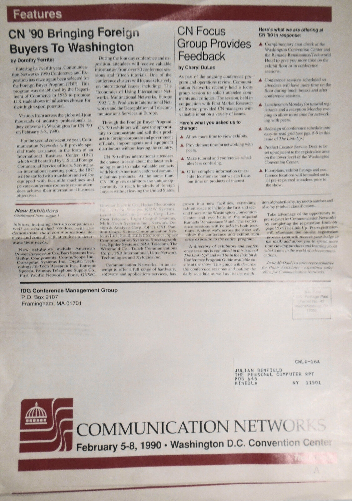 The Link-Up, Oct. 1989 - Communication Networks Conference & Exposition program