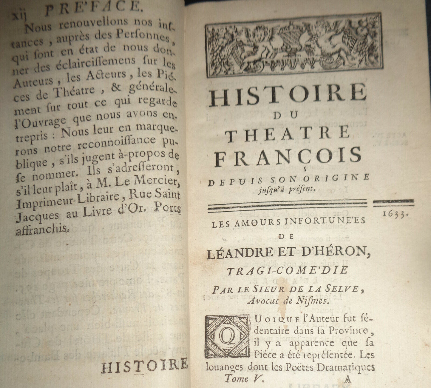 1745 Histoire Du Théâtre François Depuis Son Origine jusqu'à présent Tome Cinq