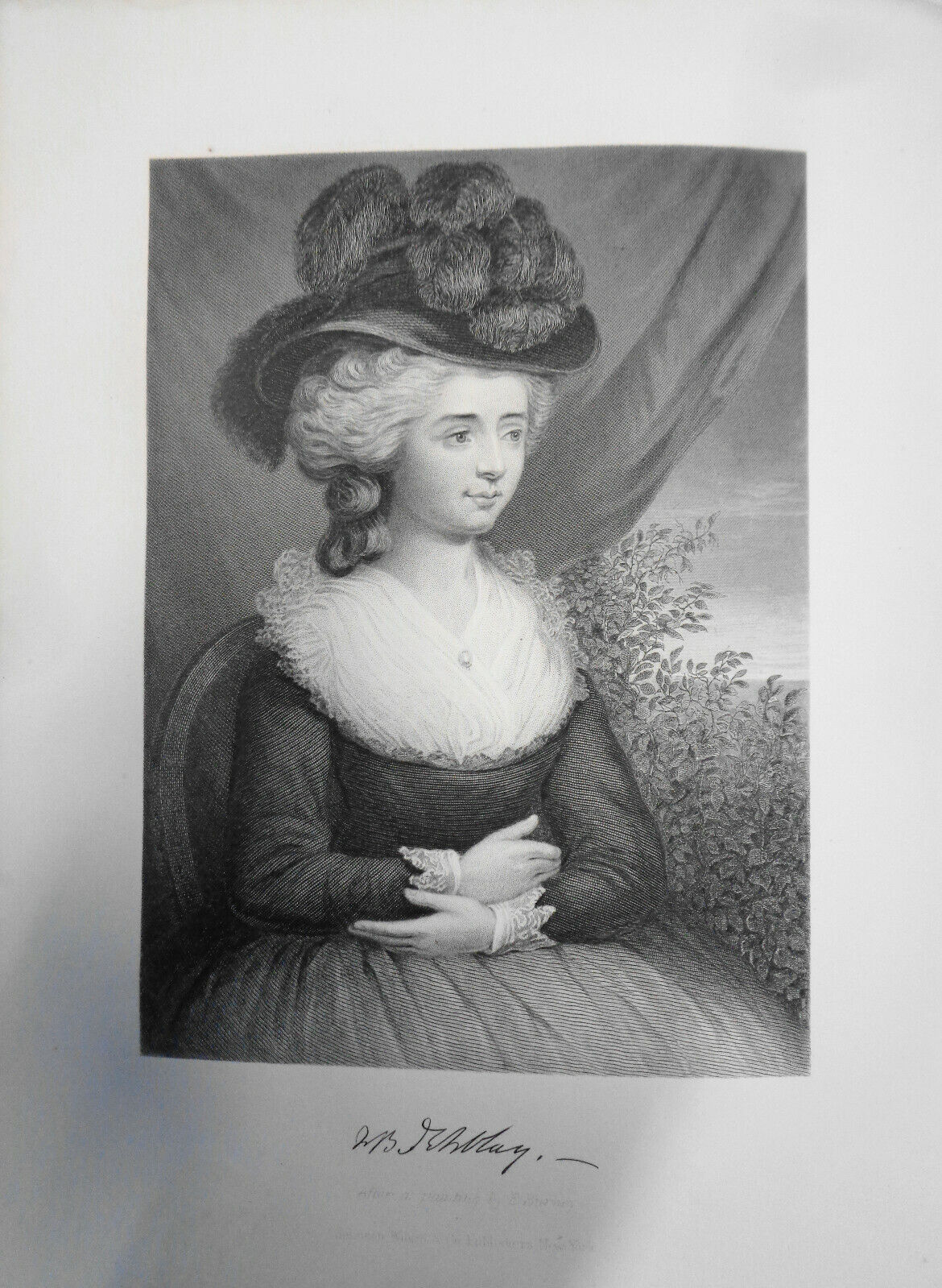 Frances D'Arblay - original portrait engraving - 1876 - Duyckinck Int'l Gallerie