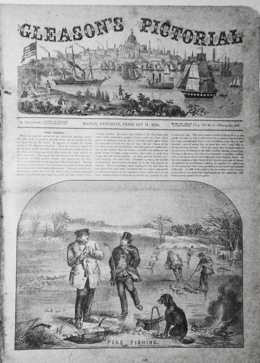 Gleason's Pictorial February 11, 1854 - Pike Fishing, Daguerre's Monument, etc