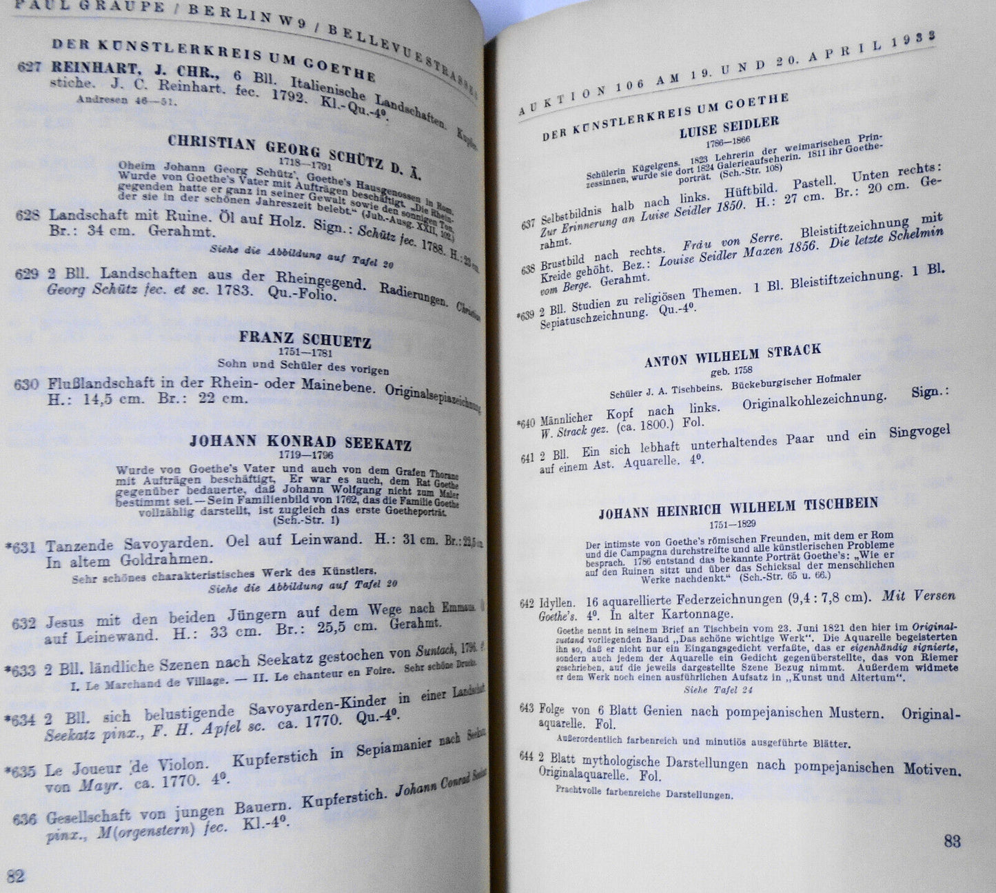 Goethe Und Sein Kreis - Die Sammlung Leon Nathansohn et al. 1933 Auction catalog