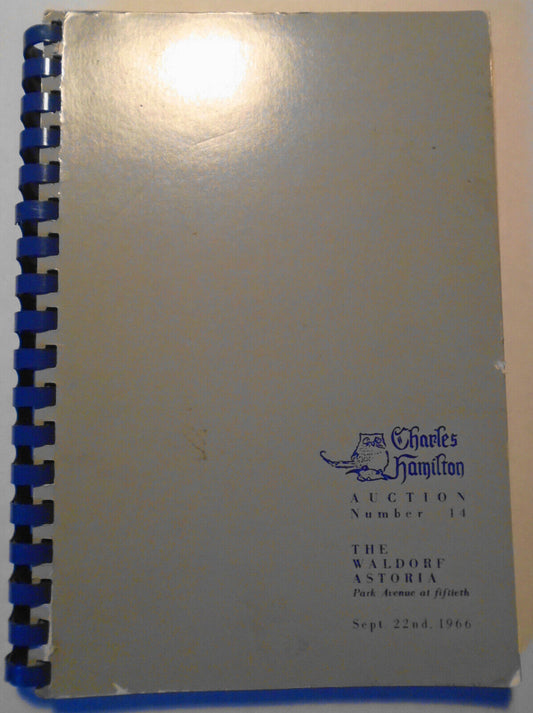 Charles Hamilton Auction No. 14,  Sep. 22nd, 1966. Collections Of Lucius S Ruder