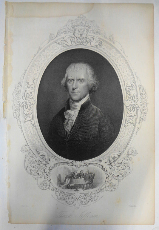 1860 Thomas Jefferson. Stipple engraving by T. Knight after A. Boucher Desnoyers