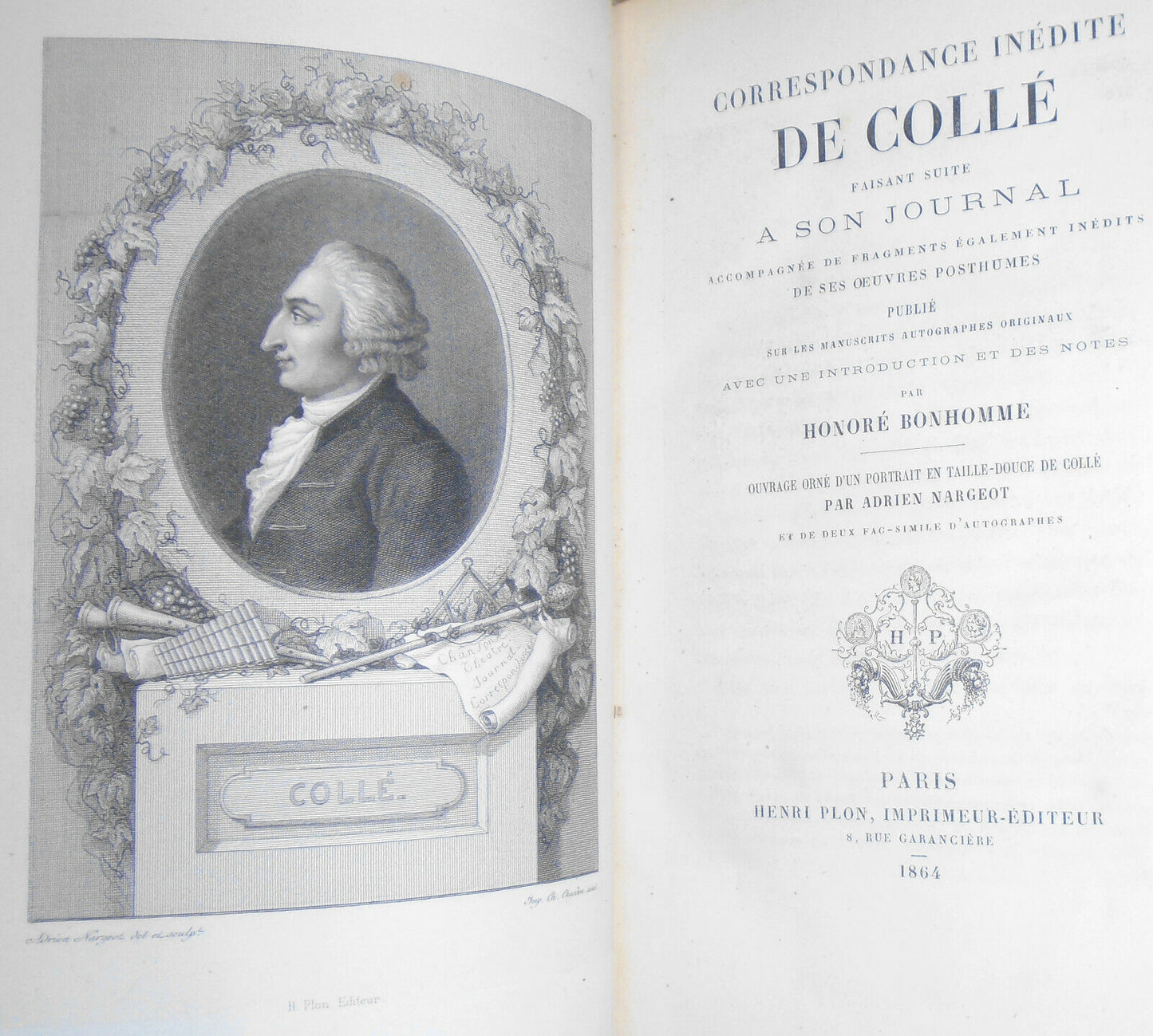 1864 Charles Colle - Correspondance inedite de Colle faisant suite a son journal