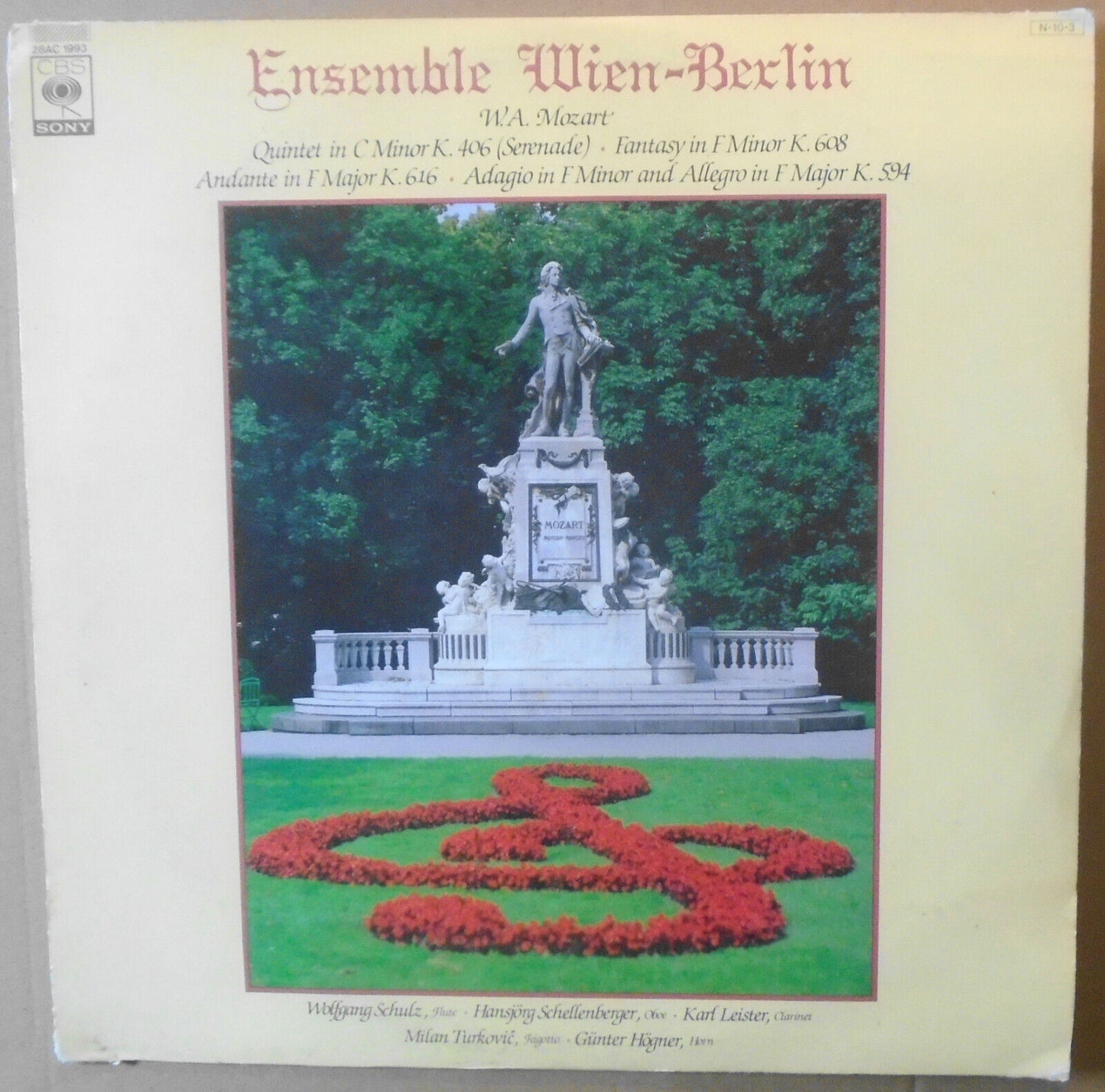 Ensemble Wien-Berlin Mozart - vinyl LP - Japan issue : CBS / Sony 1984. NM/VG