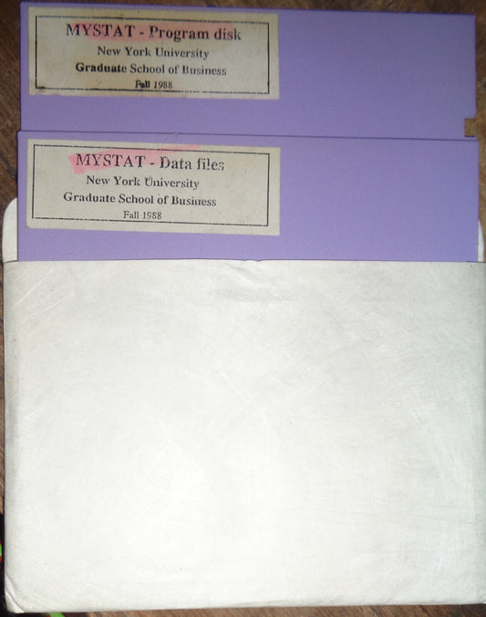 MYSTAT - statistical program - NYU School Of Business 1988 - 2 disks, 5 1/4"
