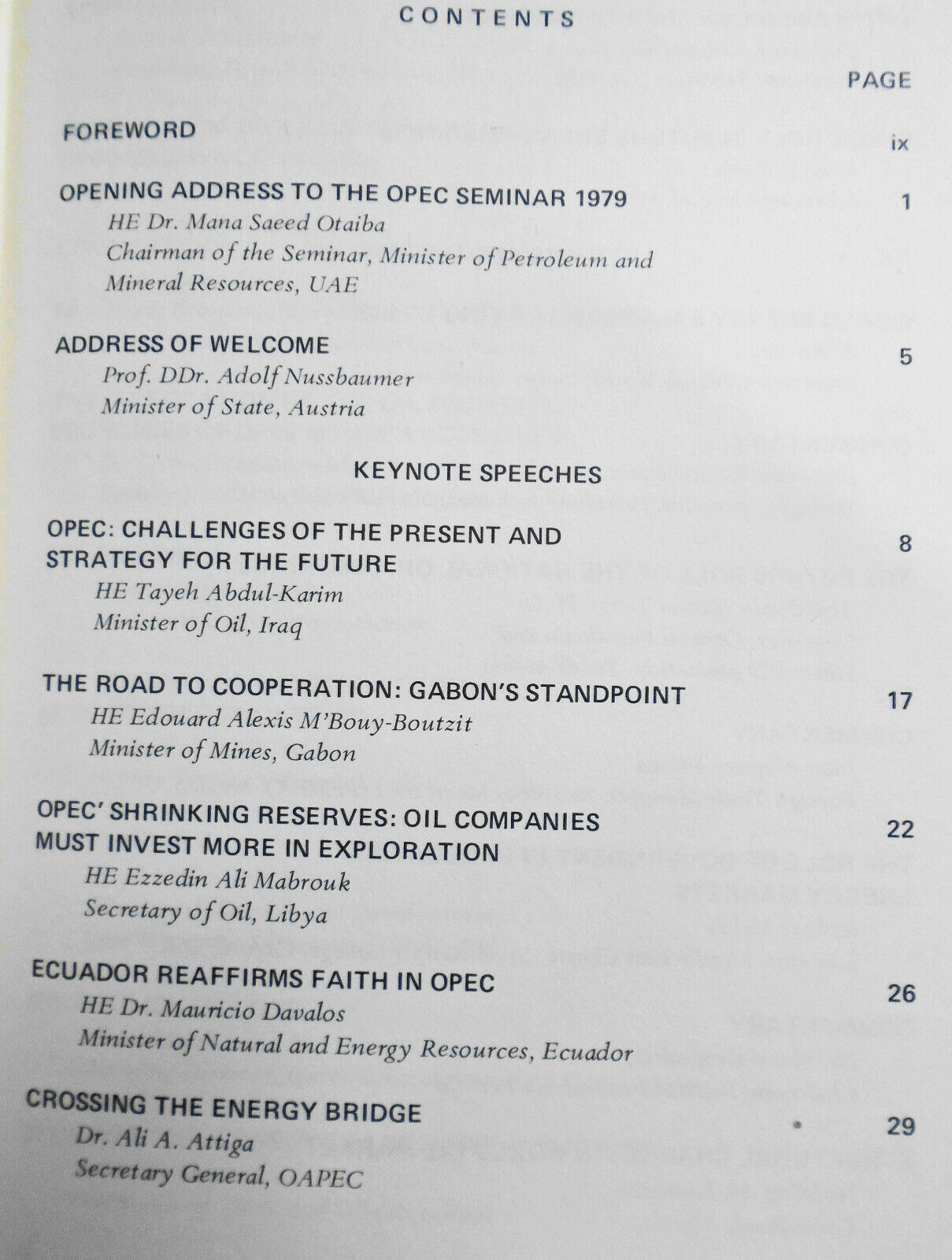 OPEC and Future Energy Markets : Proceedings of the OPEC Seminar, Vienna, 1979