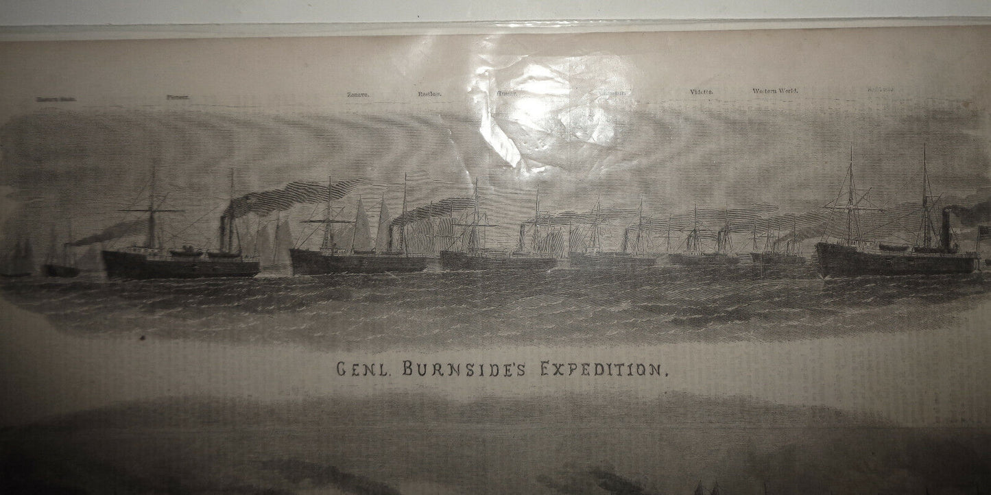 "GENL. BURNSIDE'S EXPEDITION" - HARPER'S WEEKLY JANUARY, 4 1862. Original print