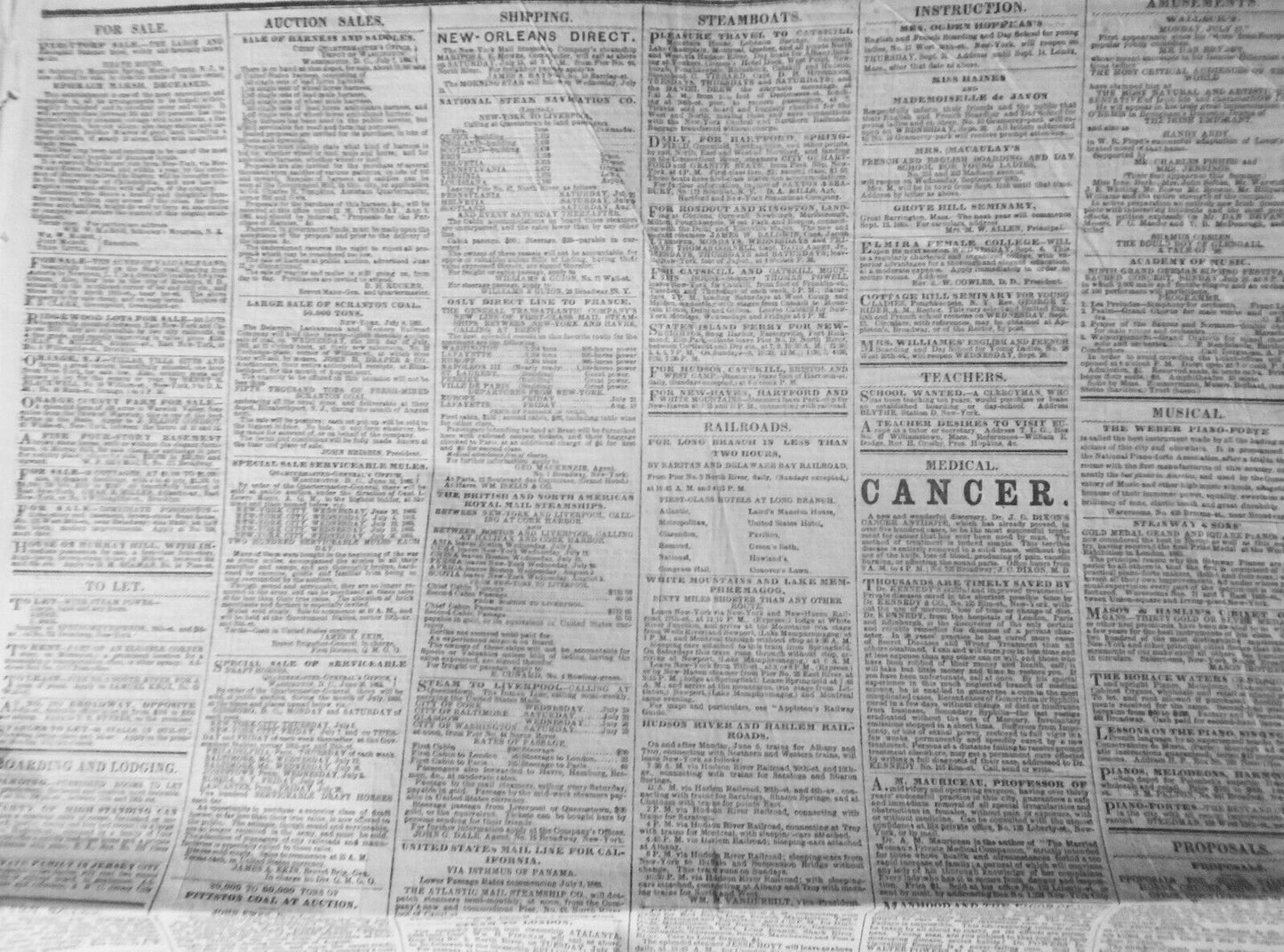 The New York Times, Sunday July 16, 1865. Civil War; Miss Harris Insanity Trial