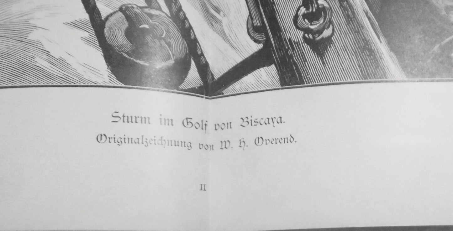 Sturm im Golf von Biscaya, by W. H. Overend -- 1886 - Original  22x16 in.