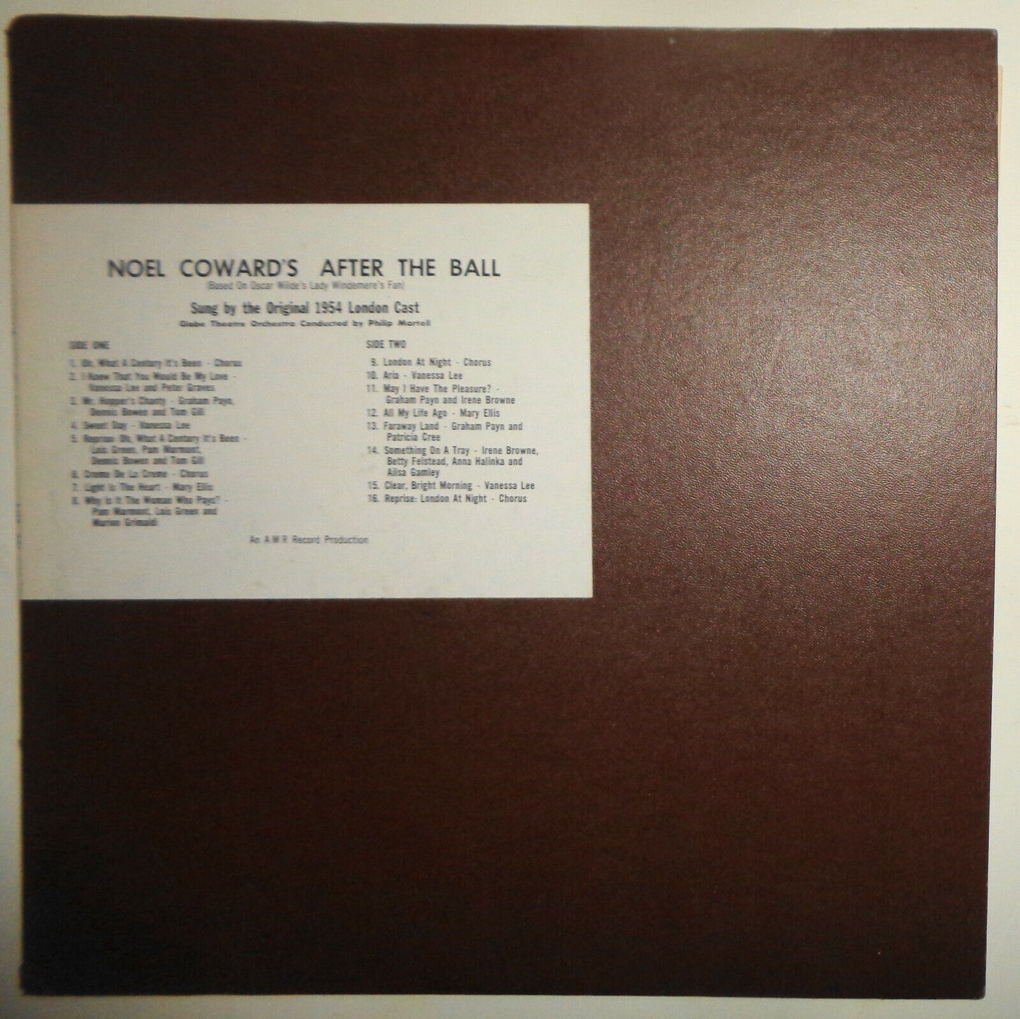 NOEL COWARD'S AFTER THE BALL - LP - SUNG BY ORIGINAL 1954 LONDON CAST