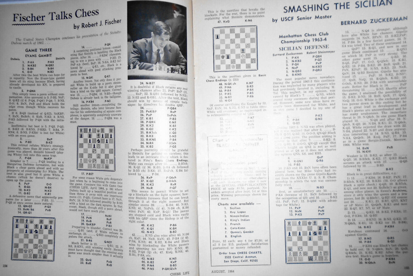 Chess Life, August 1964 : Bobby Fischer Talks Chess; Grandmasters on Fischer etc