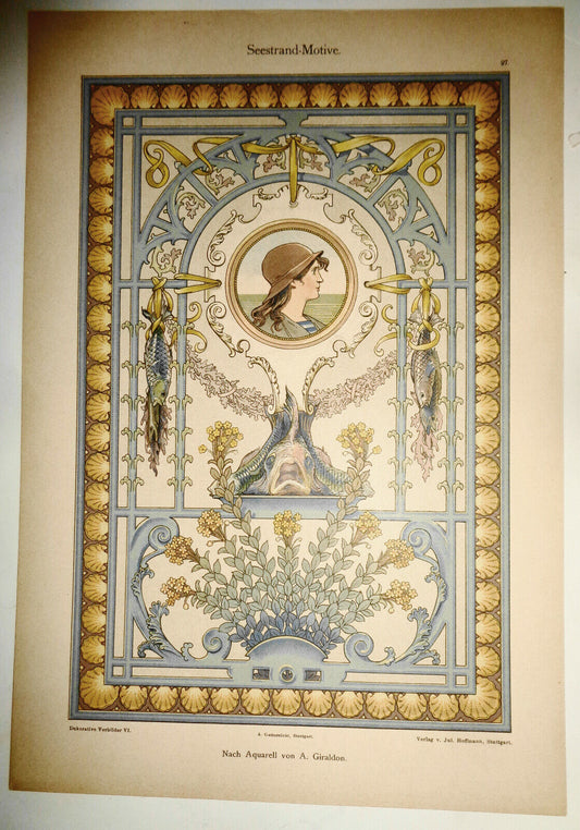 Seestrand-Motive. Nach Aquarell von A. Giraldon. Dekorative Vorbilder VI. 1895