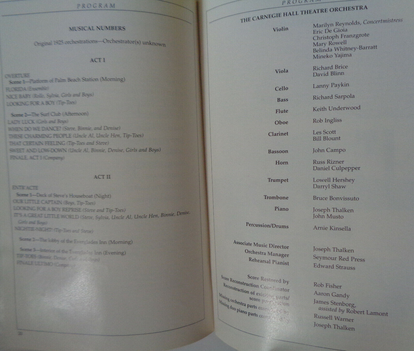 TIP-TOES - CARNEGIE HALL STAGEBILL - MAY 1998 - "GEORGE GERSHWIN AT 100"